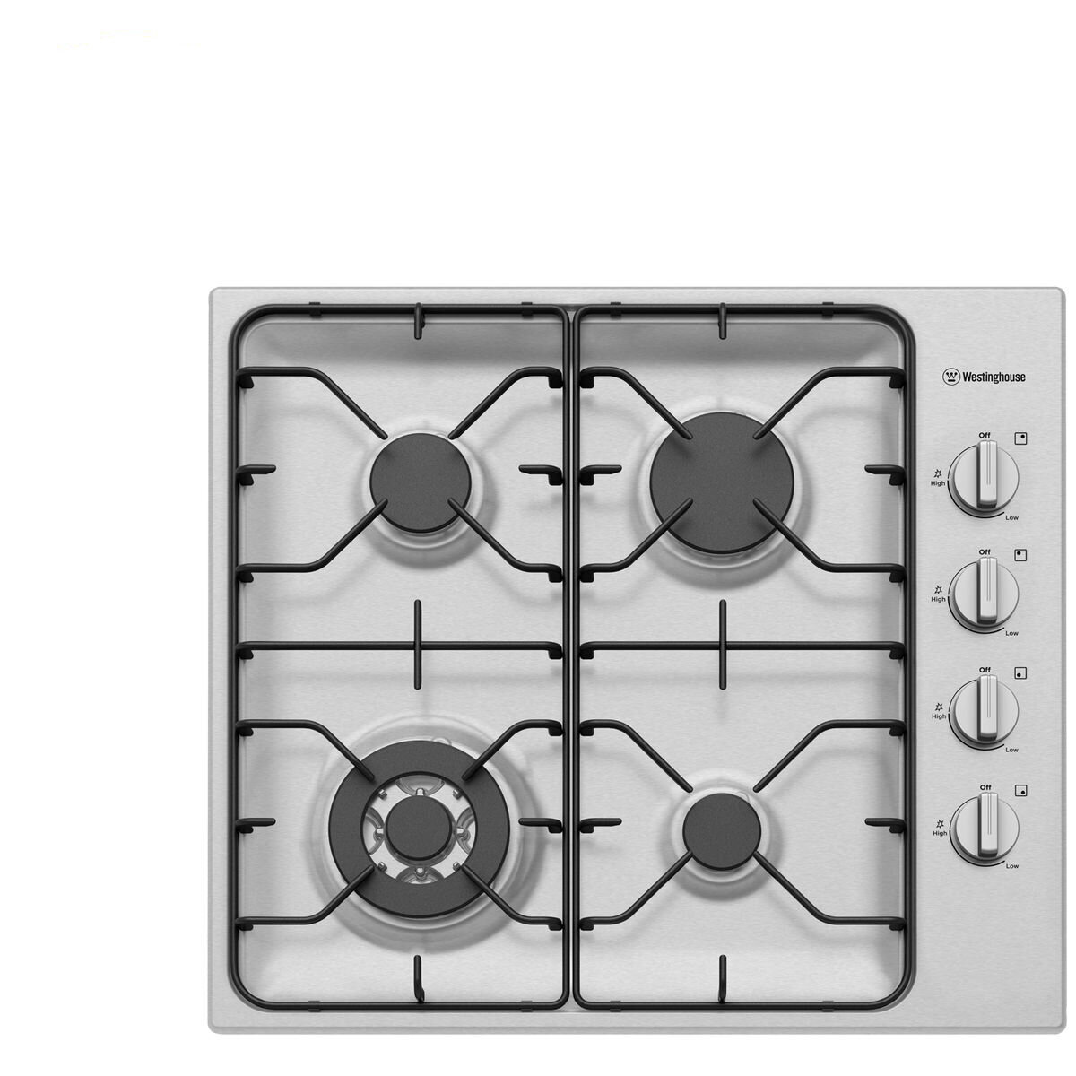 Westinghouse 60cm 4 burner stainless steel gas cooktop WHG643SB