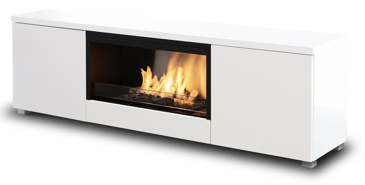 Planika Pure Flame Bio-Ethanol Freestanding Fireplace and TV Cabinet  PUFLTVBGW | Winning Commercial