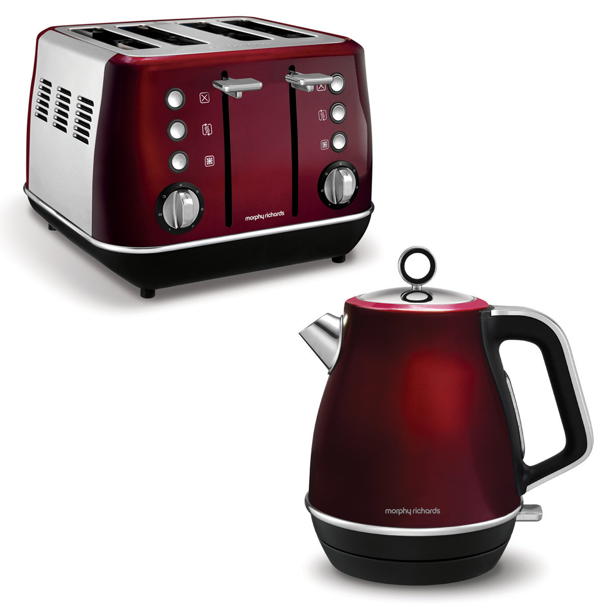 Morphy Richards Evoke Red Toaster and Kettle Pack 240108104408