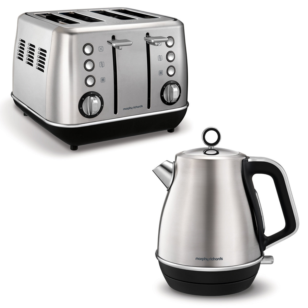 Morphy Richards Evoke Stainless Steel Toaster and Kettle Pack