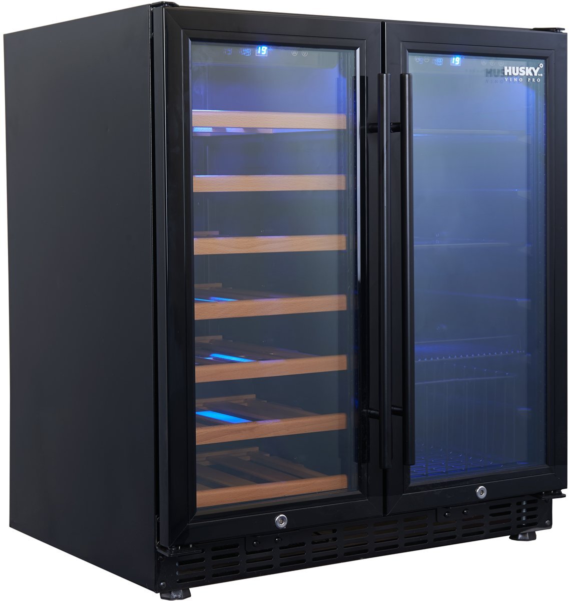 Husky Vino Pro 31 Bottle Dual Door Wine Storage Cabinet Black HUS