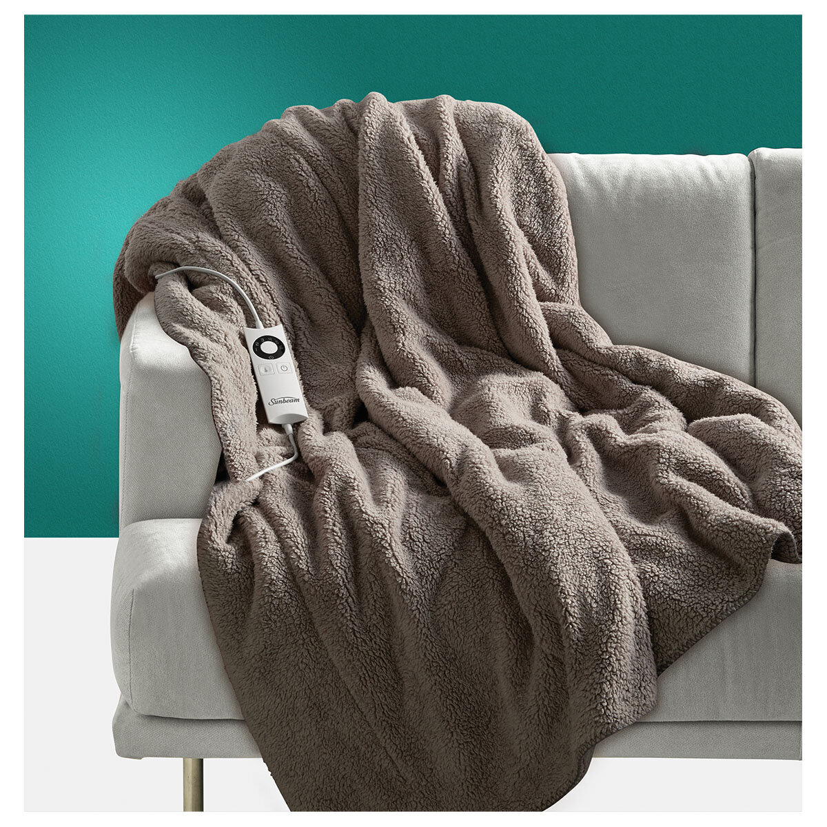 Sunbeam feel perfect cosy sherpa fleece heated throw store