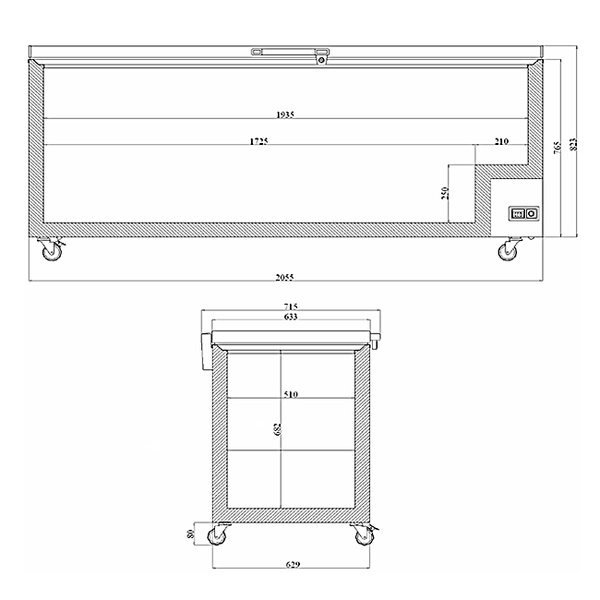 bromic storage chest freezer flat top stainless steel 675l cf0700ftss