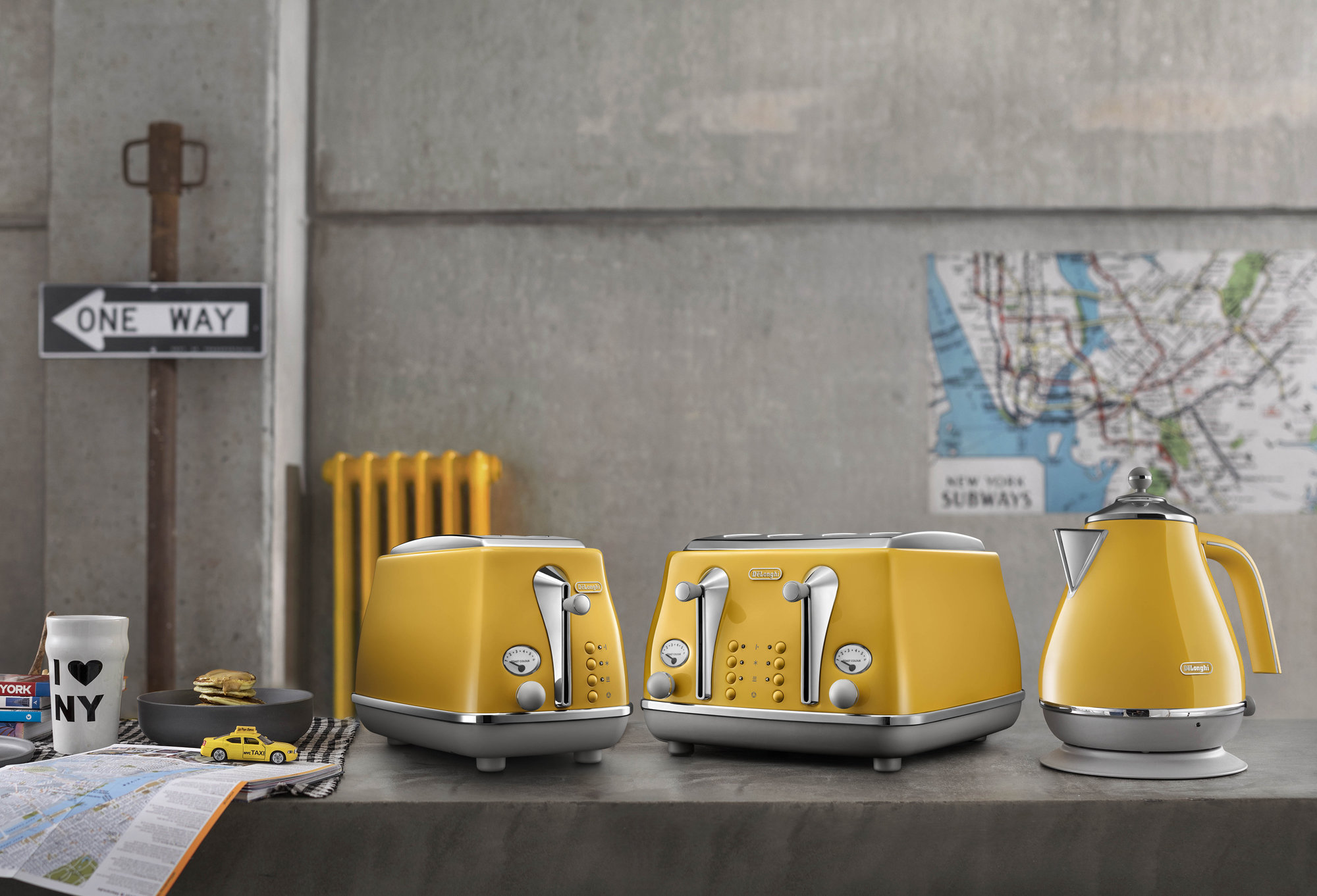 morphy richards yellow kettle and toaster set